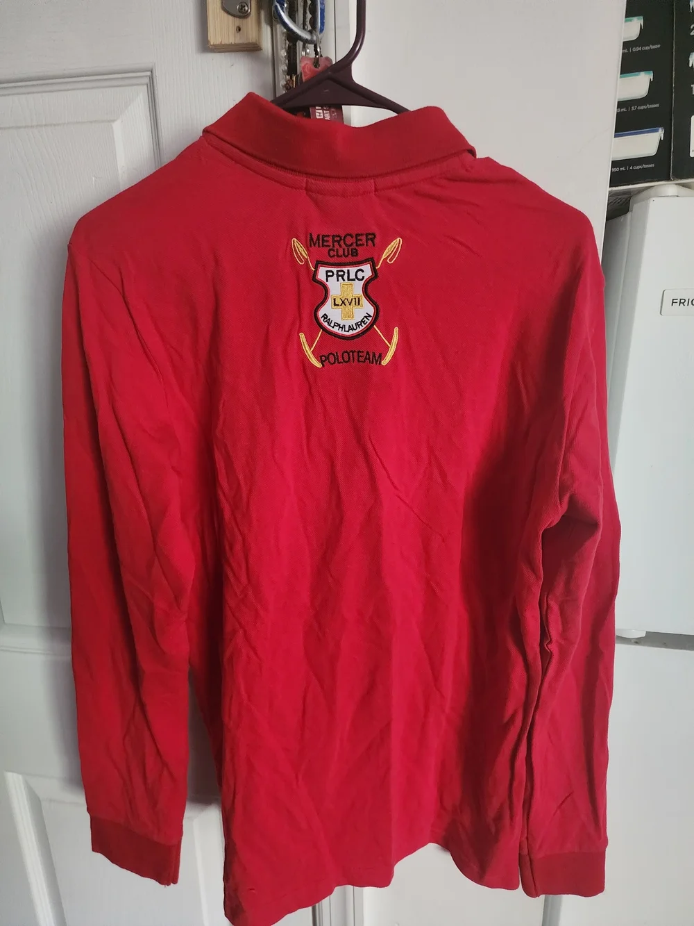 Ralph Lauren Red Long-Sleeve Polo with White Sash & Black Polo Graphic